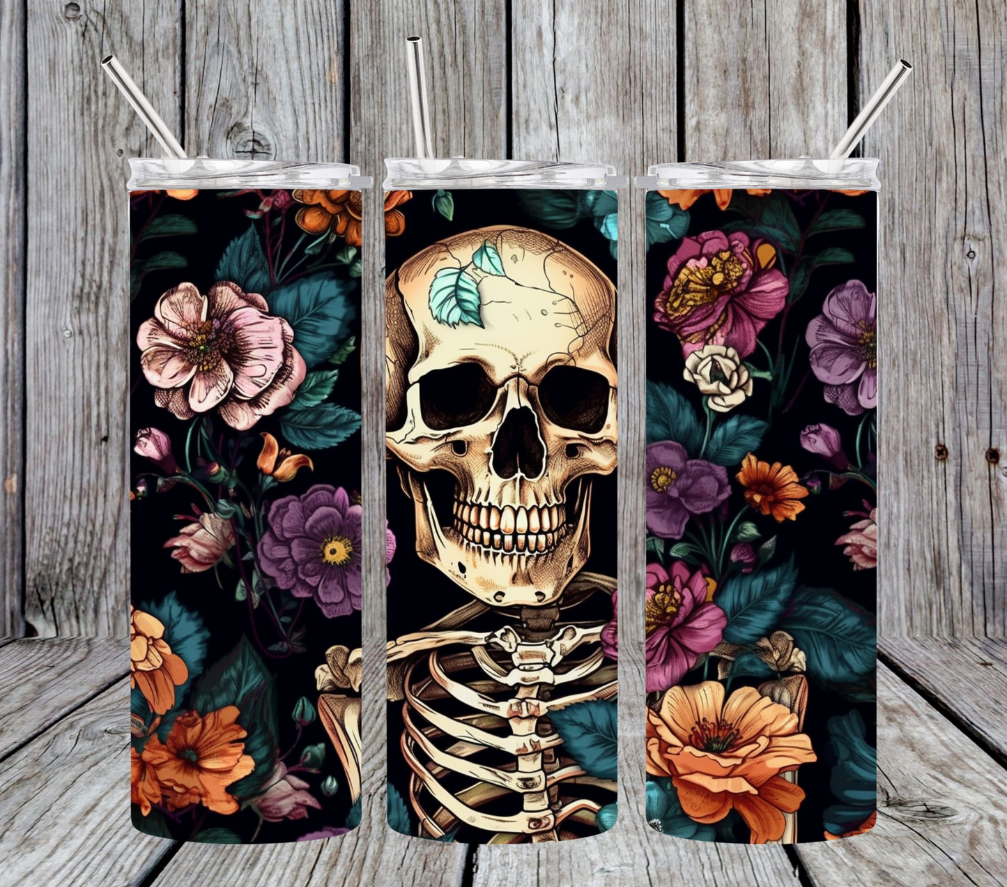 Skeleton with Flowers