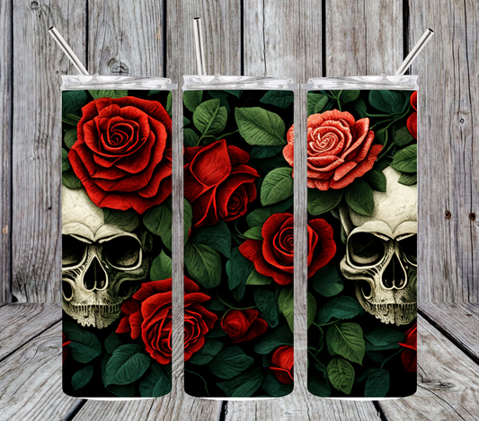 Red Roses Skull