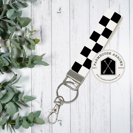 Checkered Keychain Wristlet