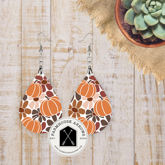 Fall Pumpkins Teardrop Earrings