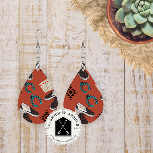 Alternative Aztec Western Teardrop Earrings