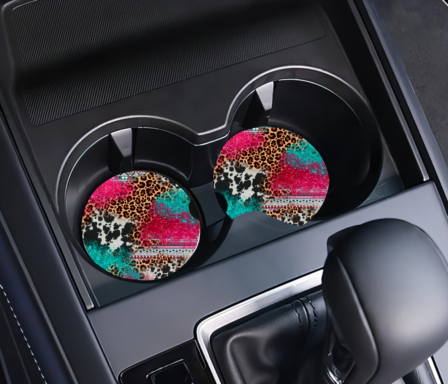 Glitter & Animal Print Car Coasters