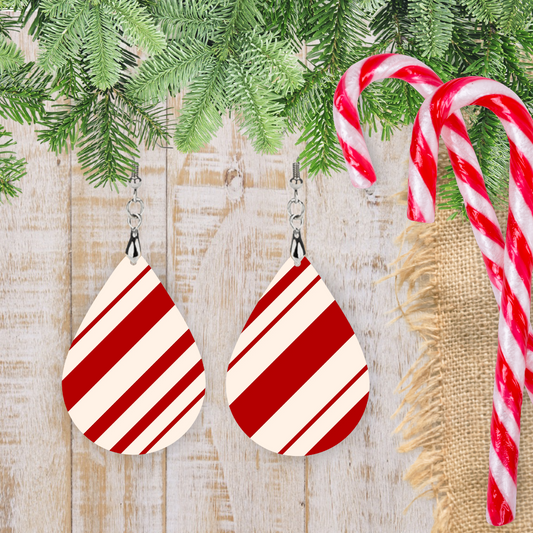 Candy Cane Stripes Teardrop Earrings