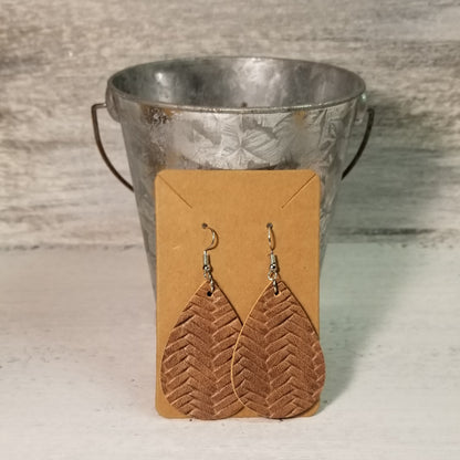 Basket Weave Faux Leather Earrings